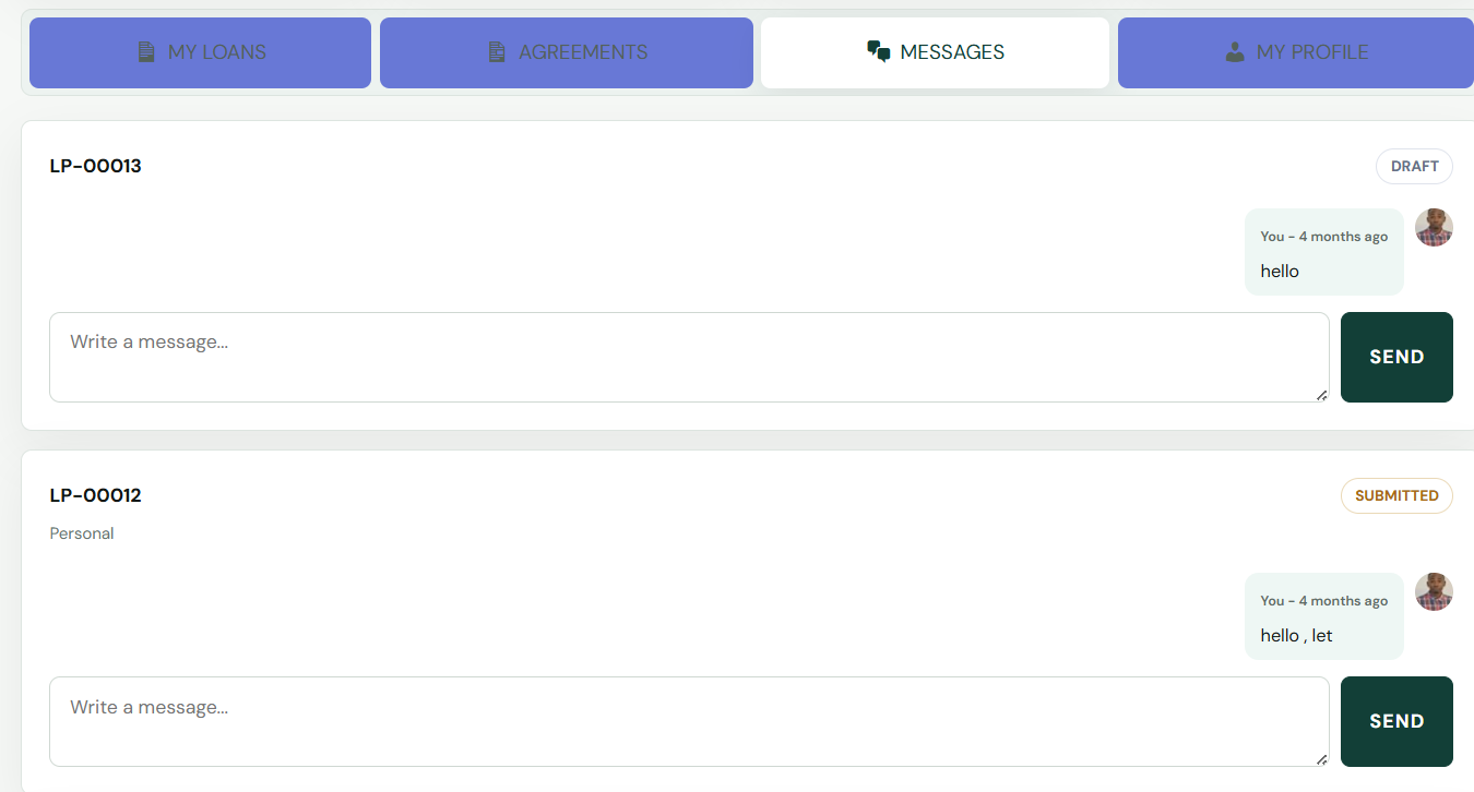 LoanPress borrower dashboard screen